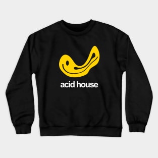 ACID HOUSE MUSIC - happyface destroy  yellow edition Crewneck Sweatshirt